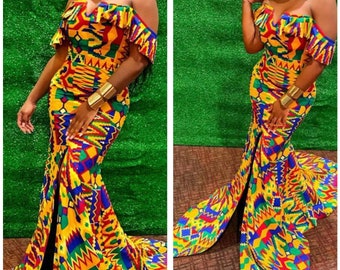 kente cloth wedding dress