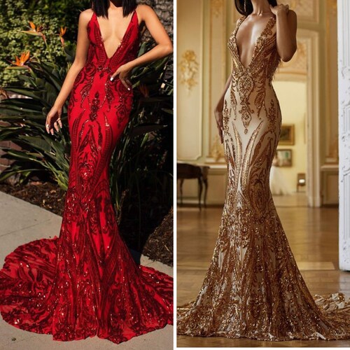 Deep v mermaid lace prom dress,wedding reception gown,bridal dresses, African women prom dresses. Sleeveless ,plunging v neckline