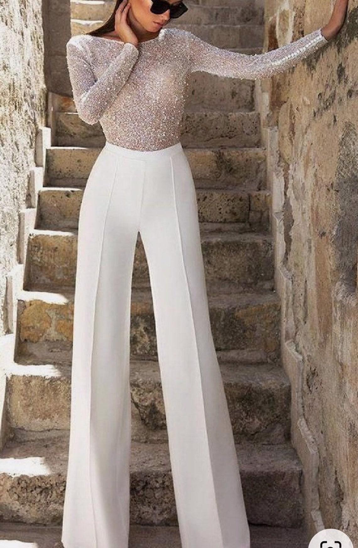 lace bridal pantsuit