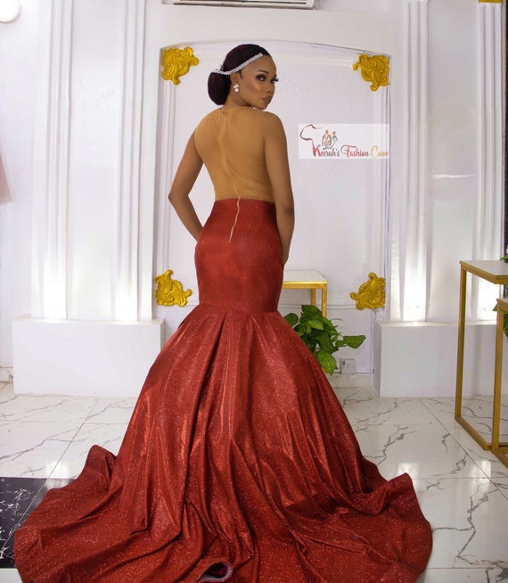 Sparkly Elegant Red Mermaid Prom Dress Women Maxi Dresses - Etsy Singapore