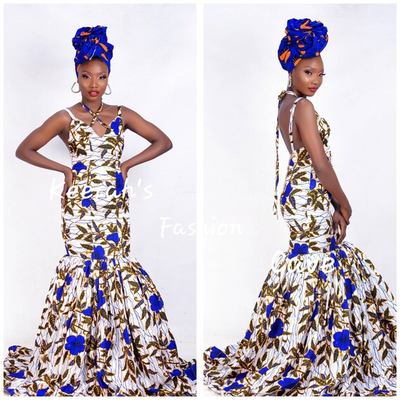 Floor Length African Print Wedding Dressankara Wedding Etsy