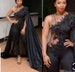 Black prom jumpsuit with cape,prom dress,African prom dress,women’s prom jumpsuits rompers,party jumpsuit,bridal jumpsuit,african jumpsuit 
