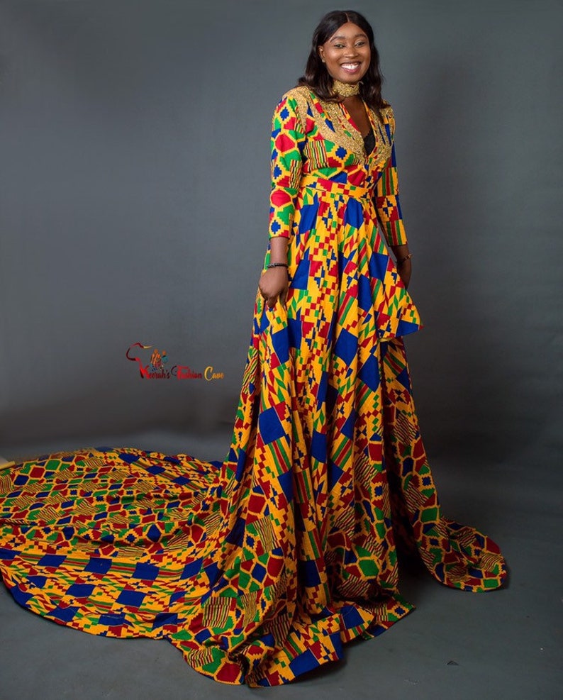 African Print Kente Wedding Dressafrican Maxi Dressafrican Etsy 
