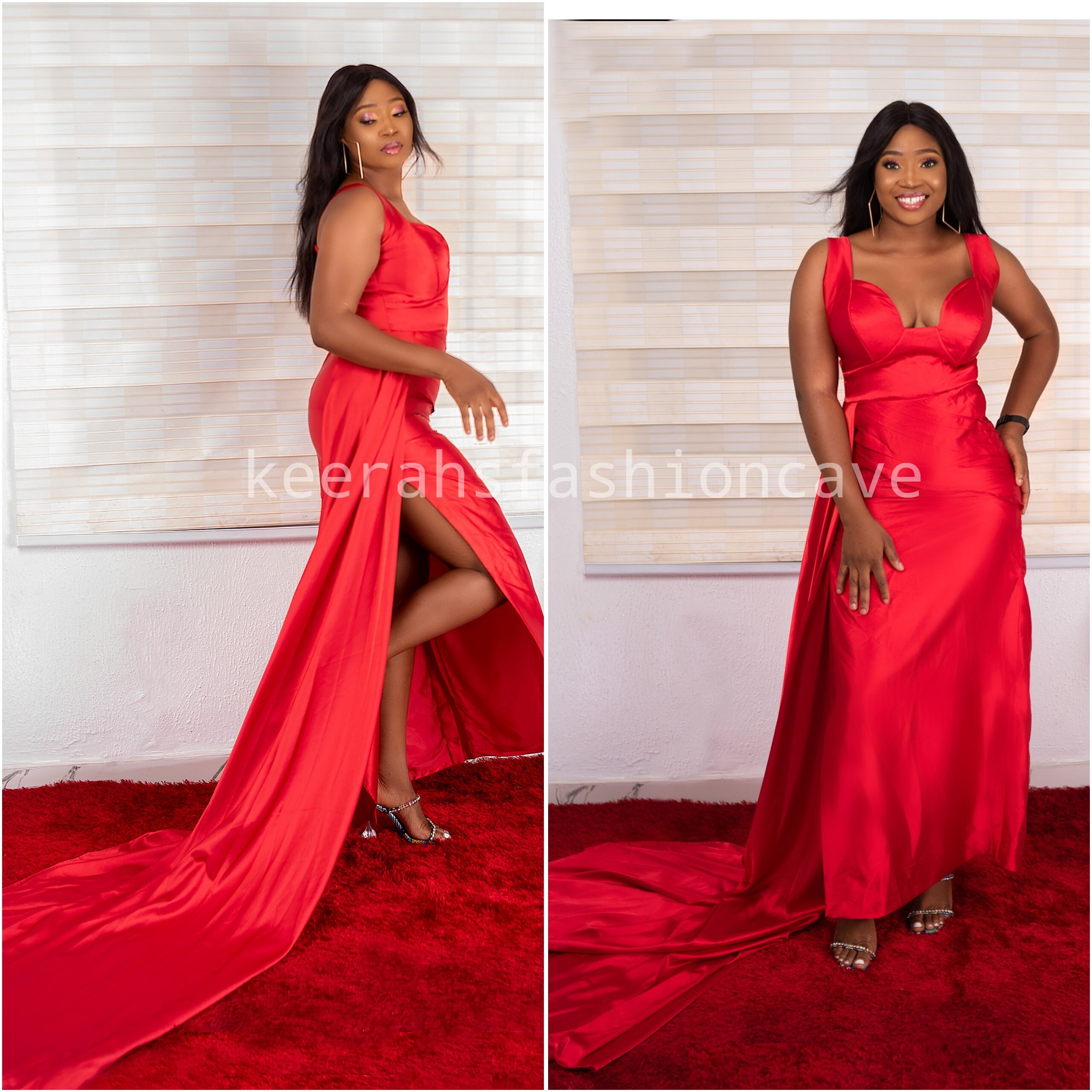 Floor Length Red Prom Dress With Side 