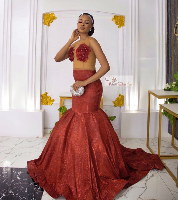 Buy Sparkly Elegant Red Mermaid Prom Dress Women Maxi Dresses Online in  India - Etsy