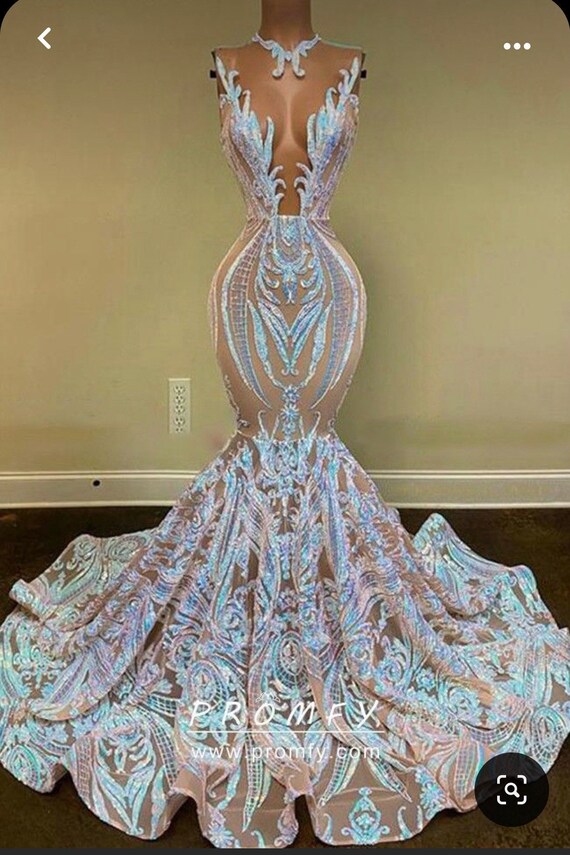 Floor Length White Mermaid Prom Dress African American Dress - Etsy  Singapore