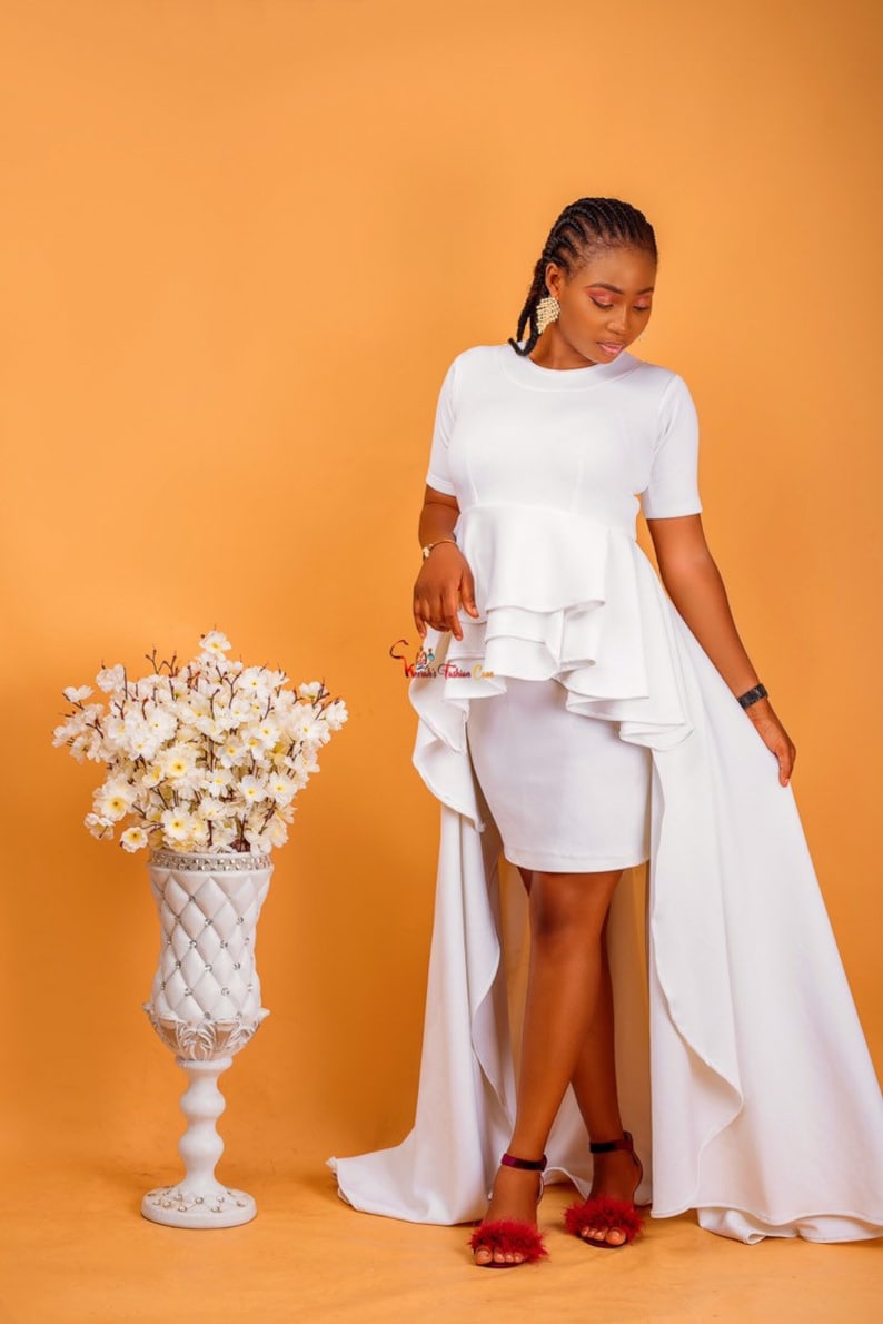 plus size high low peplum dress