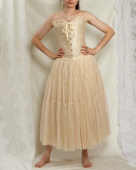 Beautiful Cream Wedding Dress Tulle Skirt Corset Bono Etsy