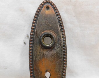 1800s Antique DOOR Knob Plate VICTORIAN Style Original Solid Brass Finish ORNATE