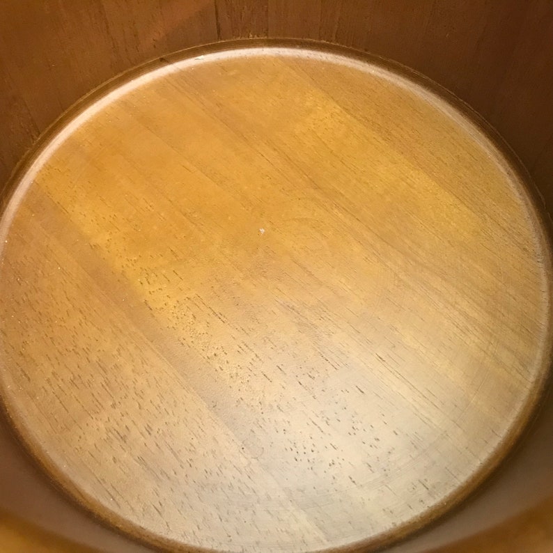 1970s STAVED TEAK Salad serving BOWL Space age shape In the style of Dansk Mid Century Modern Panton Era kitchen chic looks unused