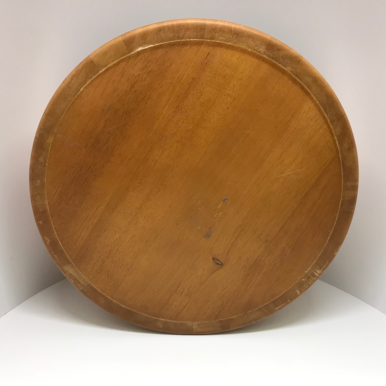 1970s STAVED TEAK Salad serving BOWL Space age shape In the style of Dansk Mid Century Modern Panton Era kitchen chic looks unused