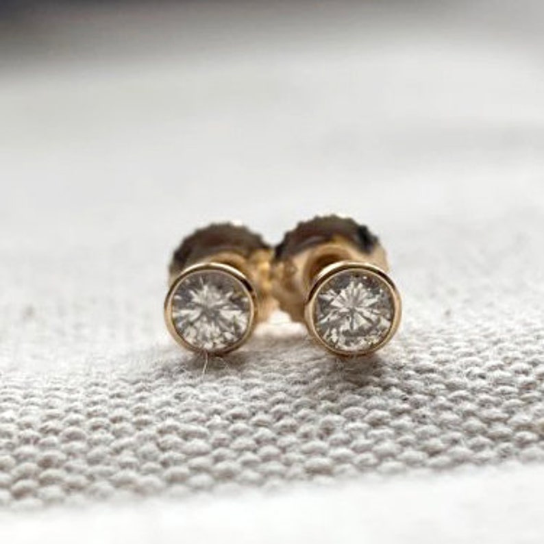 less lose earrings Screw Back 14k solid gold diamond post earrings 0.17ct Diamond earrings 100/% Natural Diamond Stud Earrings 3.5mm