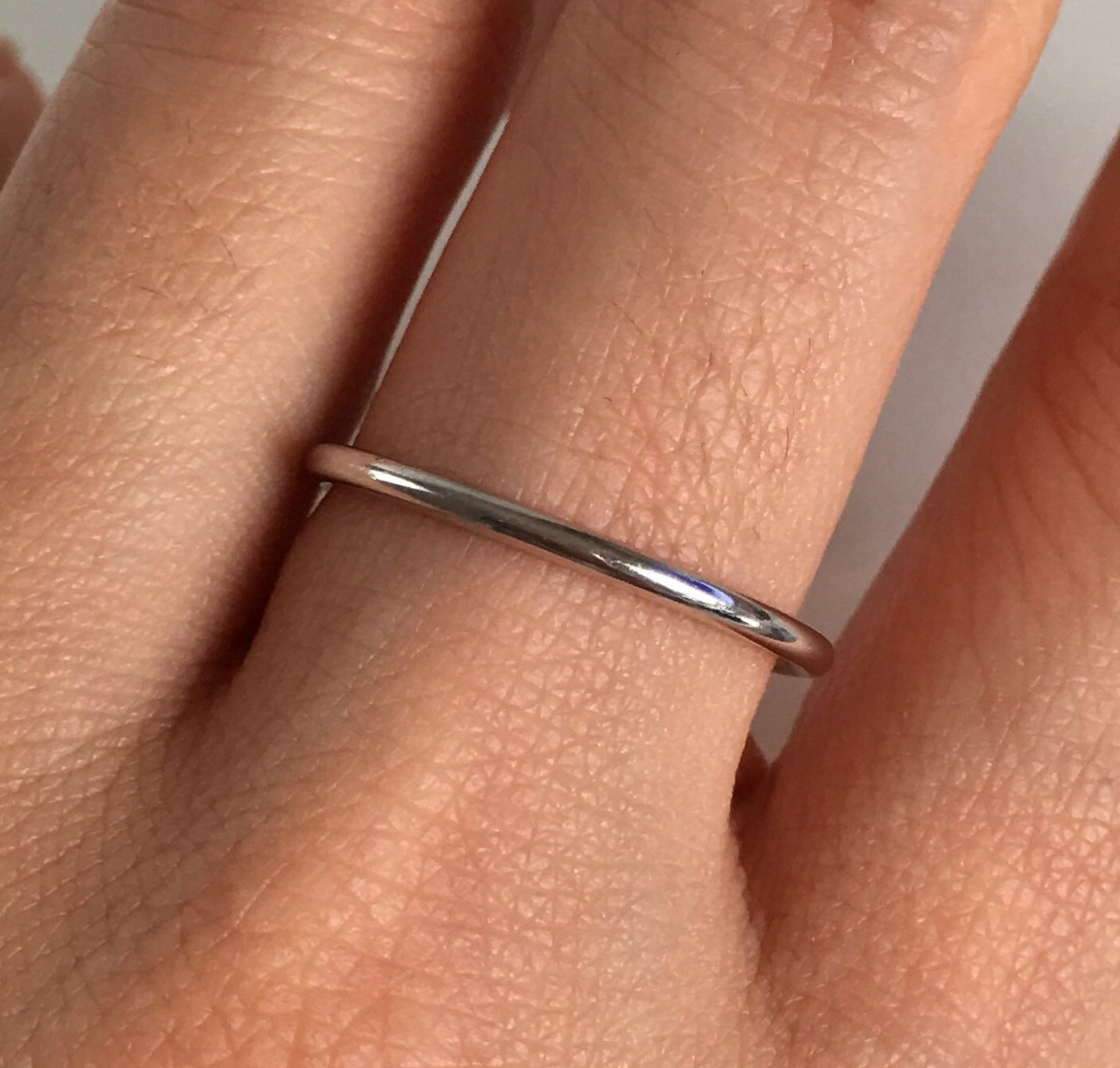 10K 14K 18K Solid Gold Thin Band 1mm Plain Wedding Engagement Ring