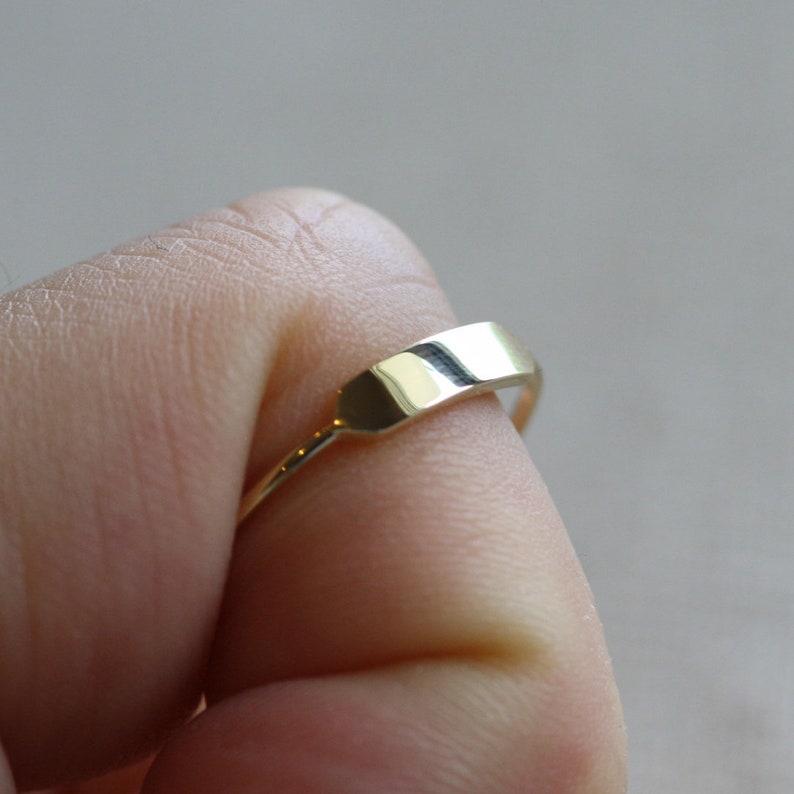 14k Gold Personalized Ring simple gold ring 14k gold gold signet name ring for women personalized name ring Personalized bar ring