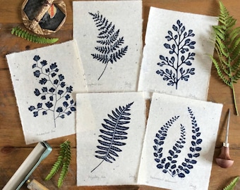 Linoryty paprociowe: ręcznie rysowany druk botaniczny na papierze washi