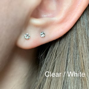 3mm Swarovski Elements Stud Earrings Tiny Small Stainless Steel Basic Mix Match Versatile Classic Hypoallergenic Silver Claw Timeless