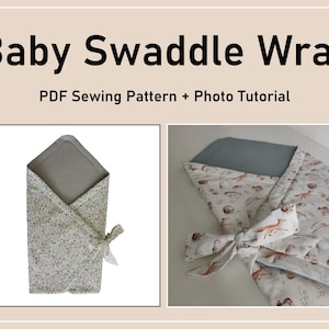 Baby Swaddle Wrap PDF Sewing Pattern, photo sewing tutorial included, baby blanket, easy beginner project image 1