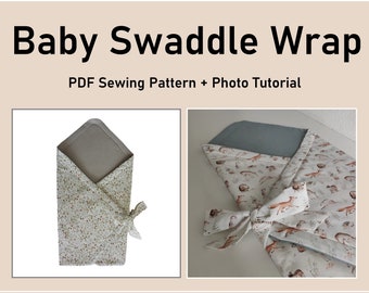 Baby Swaddle Wrap PDF Sewing Pattern, photo sewing tutorial included, baby blanket, easy beginner project