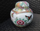 Vintage Tea caddy, Vase with lid Hand painted, stamped, Satsuma