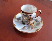 Vintage Japan, Satsuma Moriage , Set of tea cup , Cup Saucer ,