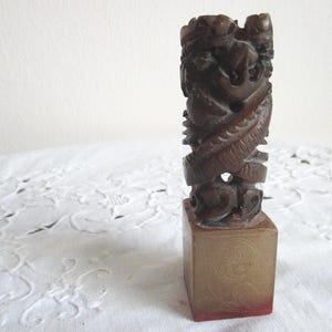 Chinese seal stone, Chinese chop, antique dragon seal