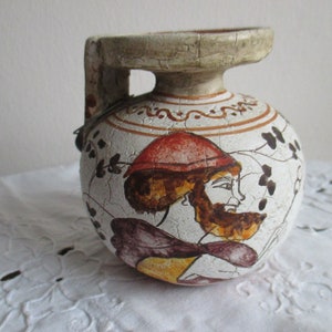 Handgemachte Keramik Vase, mit  Motiven nach griechischer Mythologie bemalt