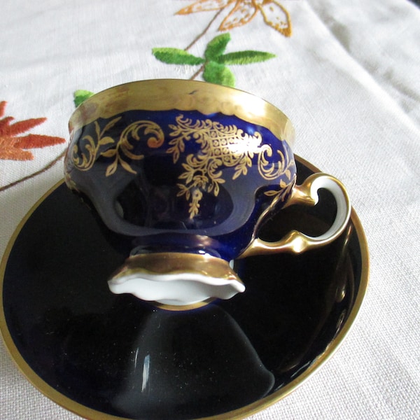 Mocha cup/espresso cup with saucer ,Weimar porcelain GDR, real cobalt
