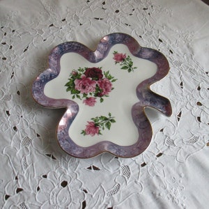 Plate, porcelain ,GFM RECZIVE MALOWANE, cloverleaf shape