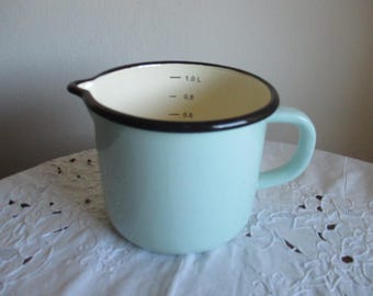 Emaille Topf,Henkeltopf,Milchtopf,vintage Emaille Topf
