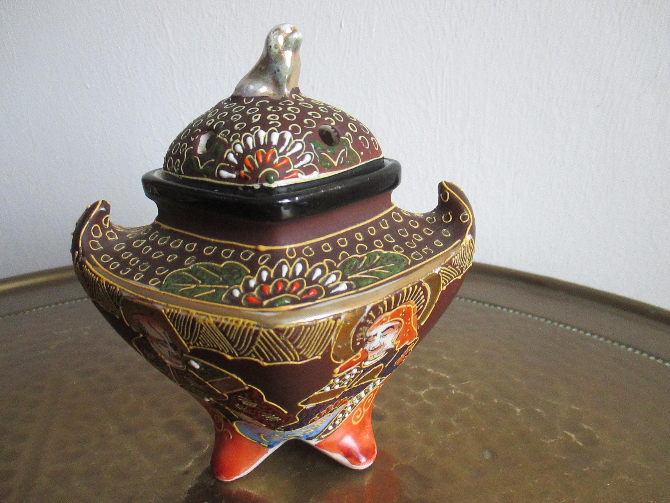 香炉（薩摩焼） 日本製手描き磁器香炉、薩摩焼、1900年頃、コレクターズアイテム
