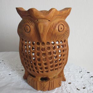 Owl figurine made of parasitic wood, owl within owl, hand-carved,vintage