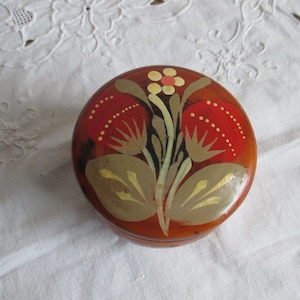 vintage  Schmuckdöschen,  vintage Khokhloma, hand gemalt, russische Volkskunst