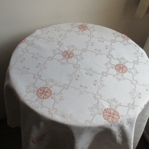 antique tablecloth, damask tablecloth, embroidered tablecloth