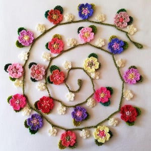 crocheted flower garland, flower garland, handmade ,