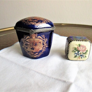 2 vintage pill boxes, cloisonne enamel boxes,