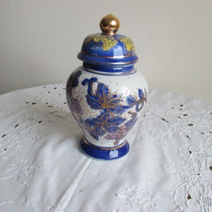 Stary porcelanowy pojemnik na herbatę, ręcznie malowany, stemplowany