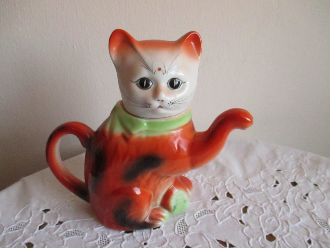 Vintage Teapot, Cat Teapot, Porcelain Teapot Etsy