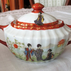 Caja de porcelana vintage con tapa, porcelana japonesa