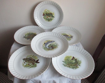 Fish plate, vintage dinner plate, porcelain plate, Bayreuth Gloria Royal, exclusive series