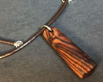 Kingwood - Wood Necklace - Pendant Necklace - Genuine Leather & Exotic Wood - Wood Jewelry