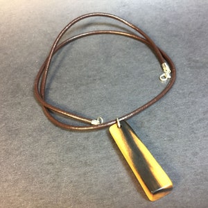 Black and White Ebony Wood Necklace - Pendant Necklace - Genuine Leather & Exotic Wood - Wood Jewelry