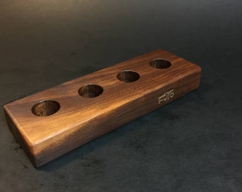 Futo Bowl Stand - Walnut - Holds x4 18/19mm Glass Bowls - Desktop Banger Display Stand