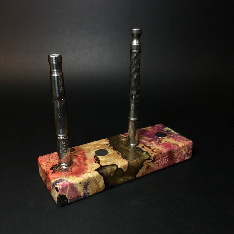Futo Galaxy Burl Magnet Stand #1449 Desktop Magnetic Display Stand Stabilized Boxelder Burl DynaVap Stand