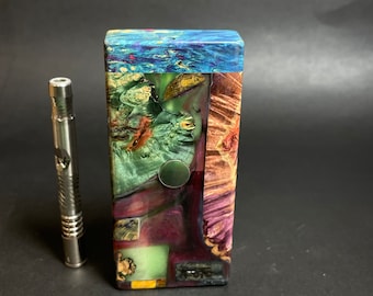 Galaxy Burl FutoStash R #3893 - Stabilized Burl & Resin - DynaVap Stash