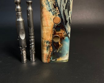Sea Creature FutoStash #4044- Stabilized Boxelder Burl  & Resin - DynaVap Stash - Gold Magnets