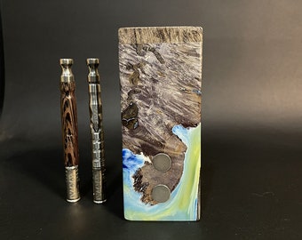 Galaxy Burl FutoStash XL G2 #4113 - Stabilized Burl & Resin - Double Vaporizer Storage - DynaVap - Simrell - Madheaters Stash Box