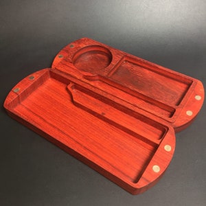 SmokeStation - Padauk - Estojo de armazenamento de madeira - Estojo de viagem - Bandeja de sessão
