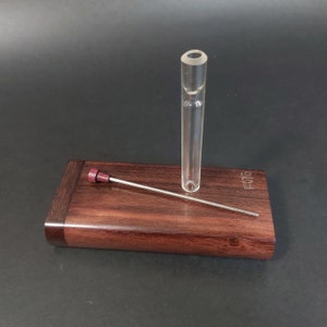 FutoStash X -Katalox -  Glass One Hitter - 9mm - Wood Handle Stash Tool - One Hitter Box - Dugout - Made in Canada