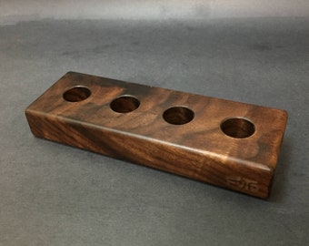 Futo Bowl Stand - Figured Walnut #CW12 - Holds x4 18/19mm Glass Bowls - Desktop Banger Display Stand