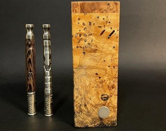 Galaxy Burl FutoStash ZXL #4110 - Stabilized Burl & Resin - Double Vaporizer Storage - DynaVap - Simrell - Madheaters Stash Box